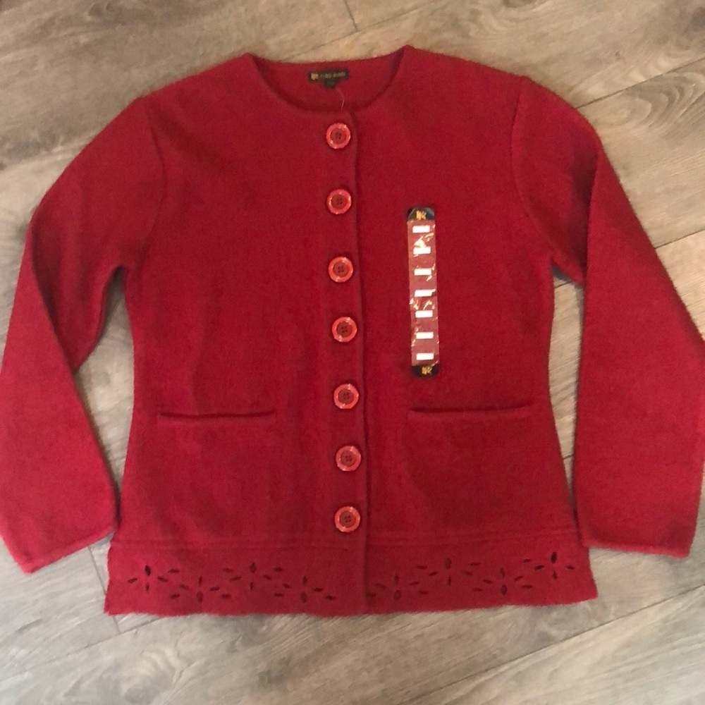 Rino Rossi dark red 100% wool sweater jacket